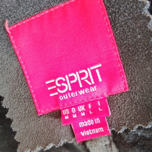 Women's Esprit Faux Suede Faux Fur Avocado Green Jacket Coat Size Medium - Picture 12 of 16